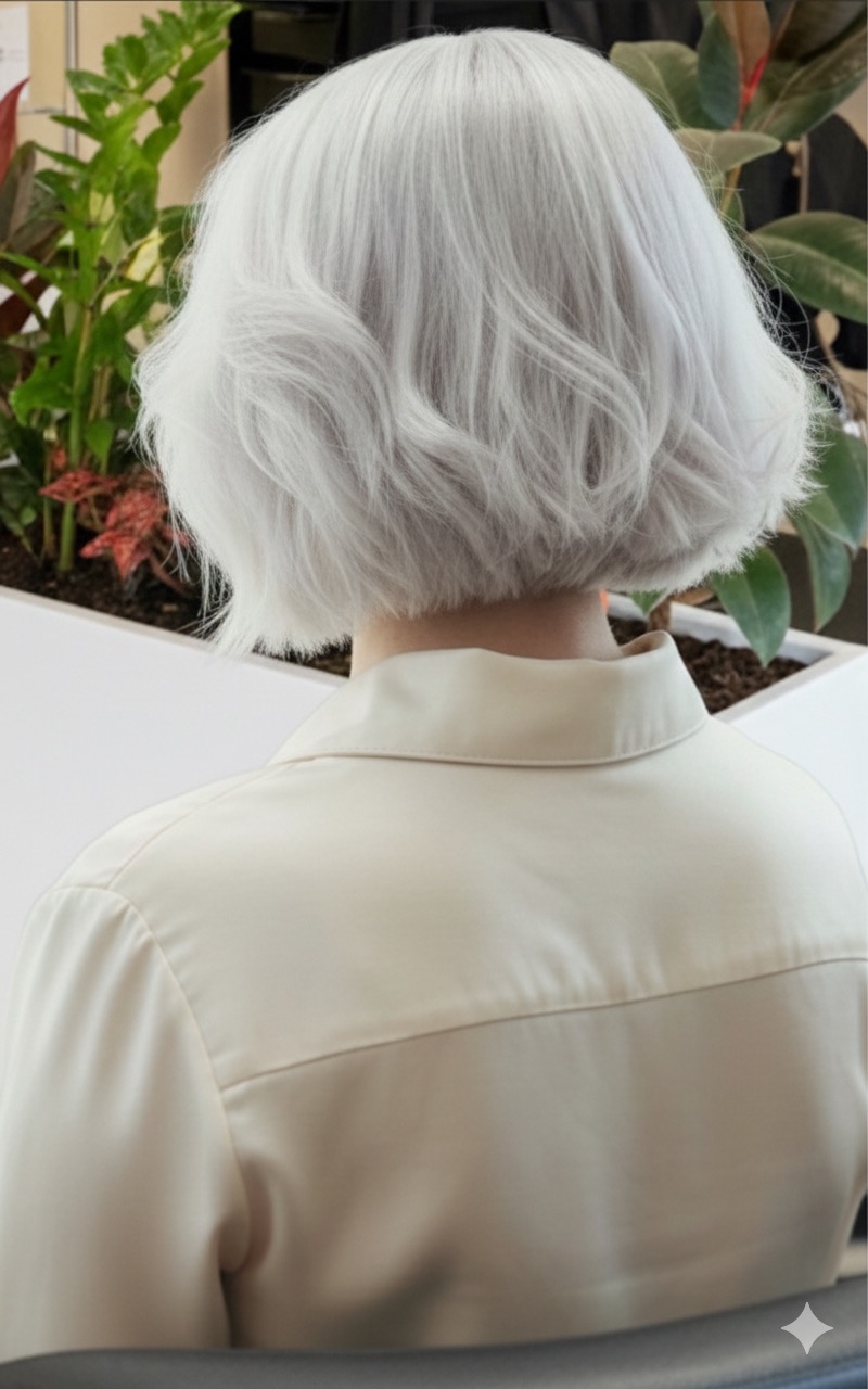 Soft platinum bob hairstyle